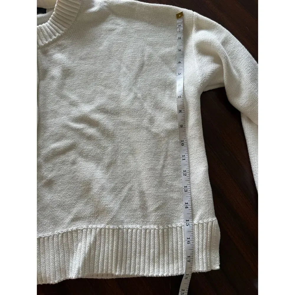 Quince Ivory Organic Cotton Boxy Cropped Chunky Knit Oversized Cardigan Sz L New - Picture 7 of 8